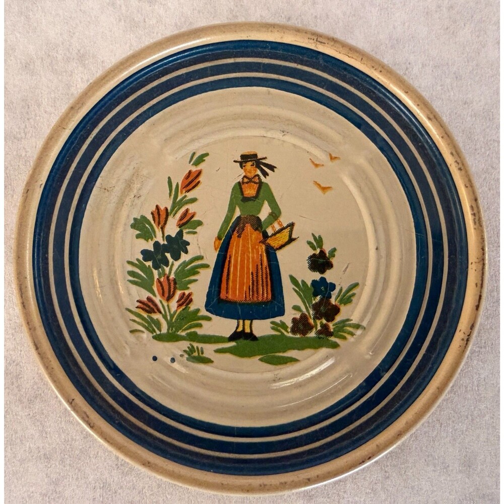 Vintage Dutch Girl Metal Coasters, Set of 4